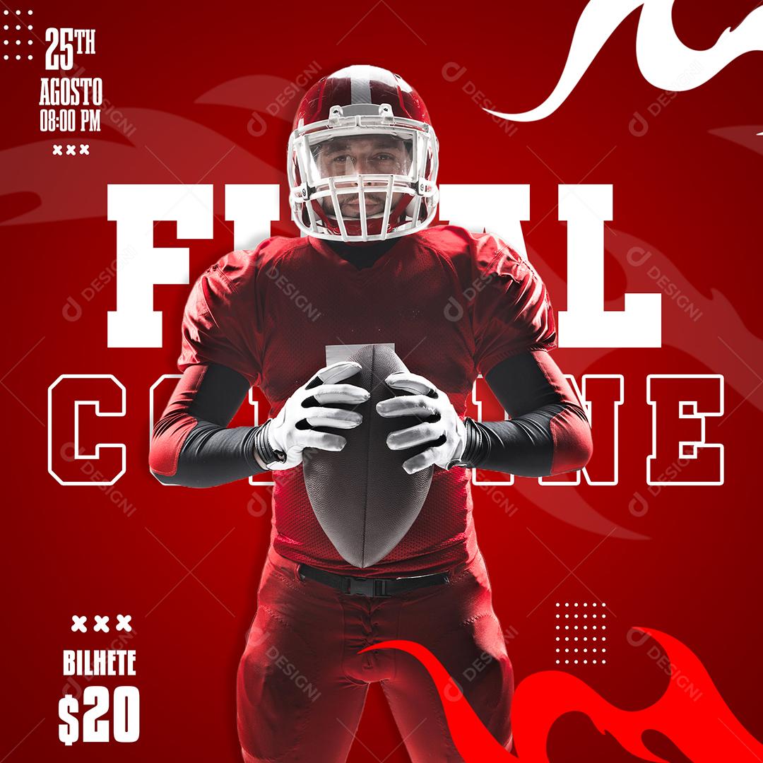 Social Media Final Combine Bilhete Futebol Americano PSD Editável