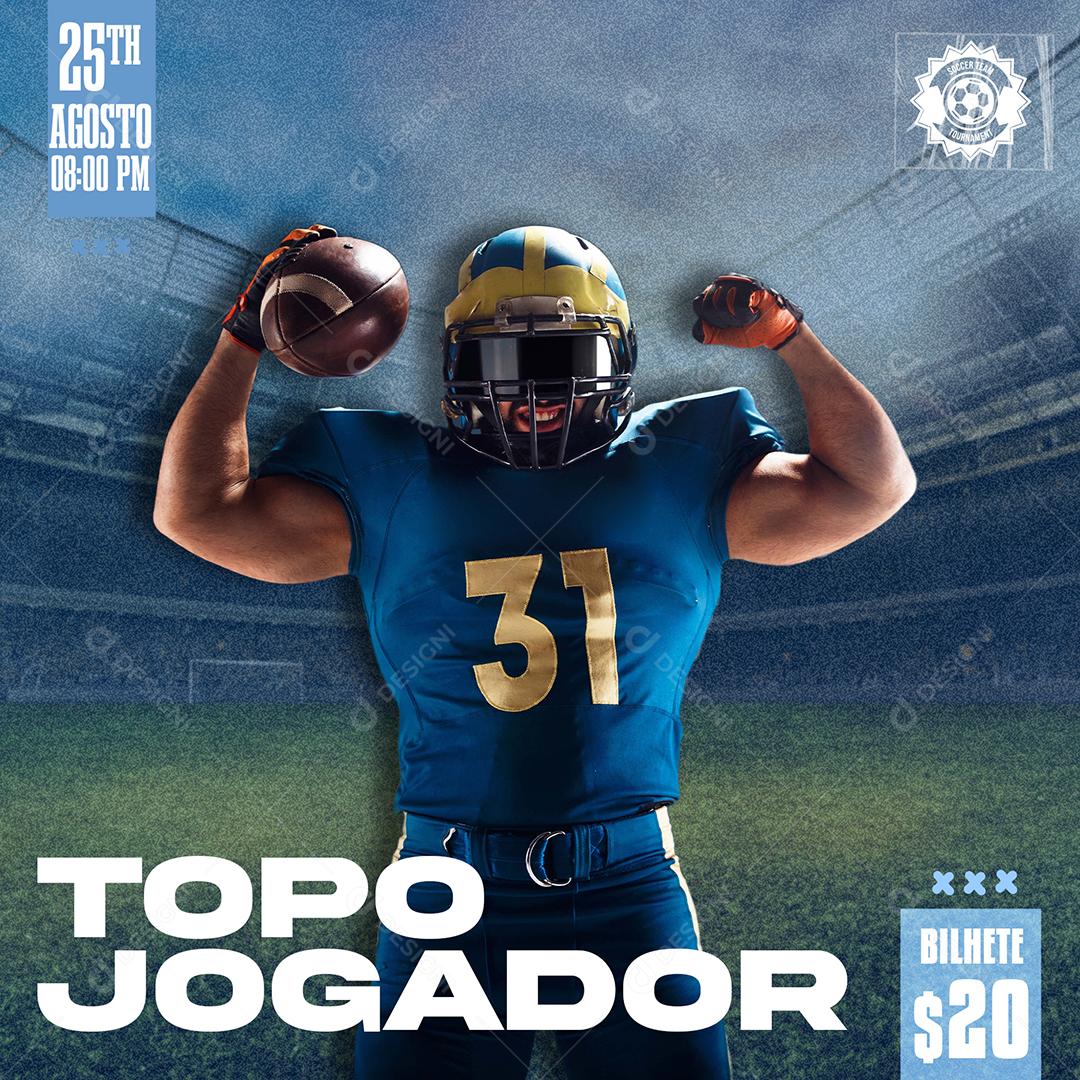 Social Media Topo Jogador Futebol Americano PSD Editável