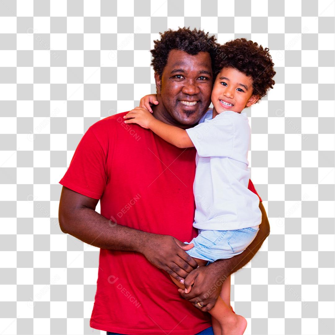 Abraço de Pai e filho afro feliz é sorrindo