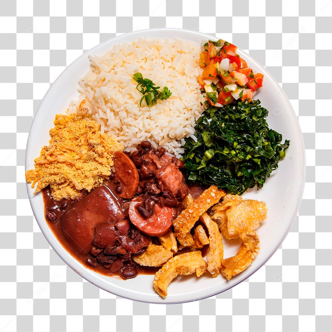 Prato Delicioso de Feijoada com várias iguarias