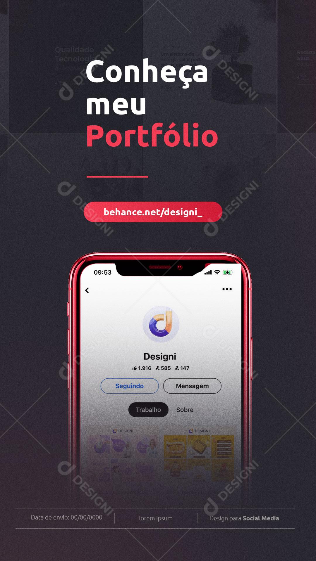 Social Media Story Designer Design Conheça Meu Portfólio PSD Editável