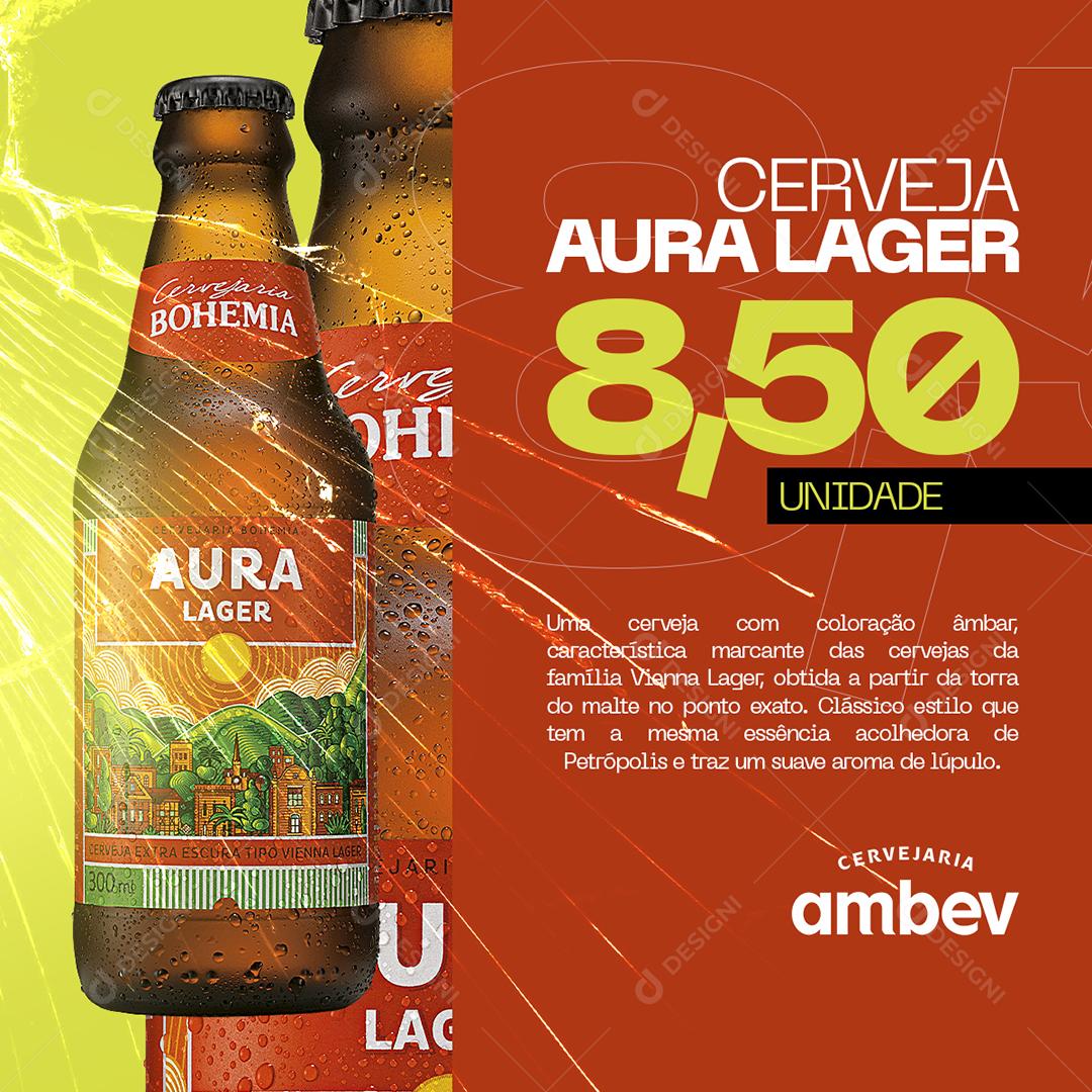 Social Media Cerveja Aura Lager Distribuidora PSD Editável