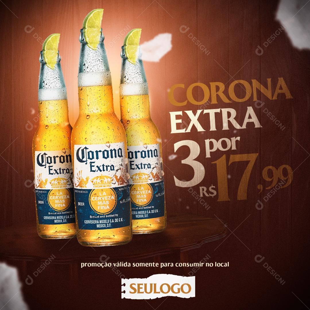 Social Media Corona Extra Corona Distribuidora PSD Editável