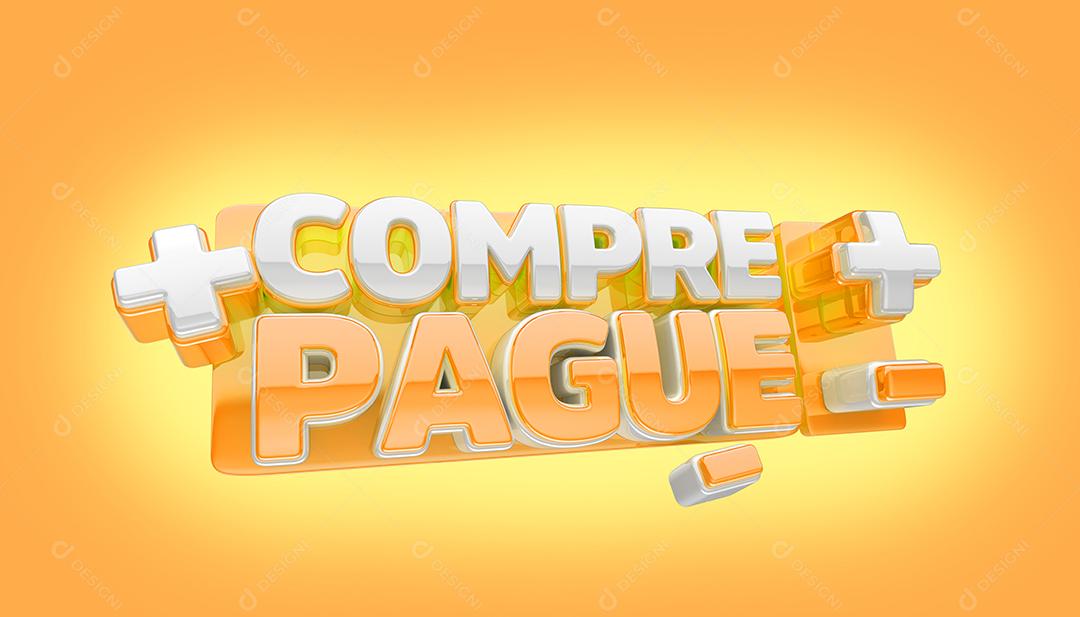 Compre + Pague - Selo 3D Laranjado para Composição PSD