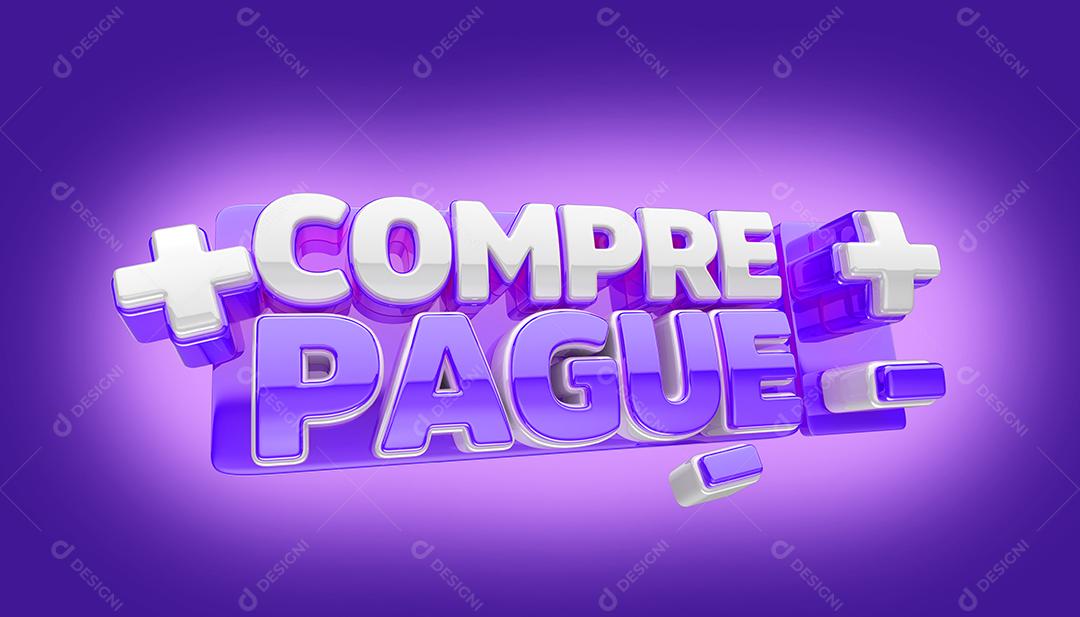 Compre + Pague - Selo 3D Roxo para Composição PSD