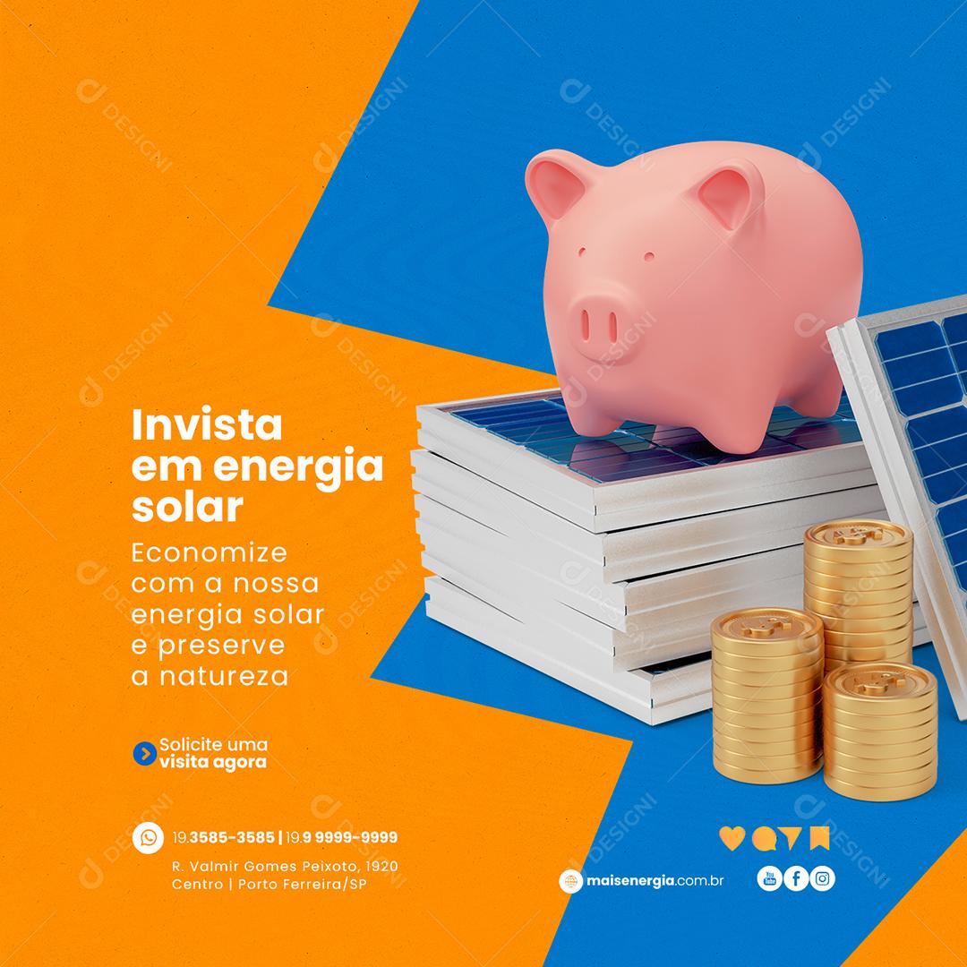 Social Media Invista em Energia Solar PSD Editável