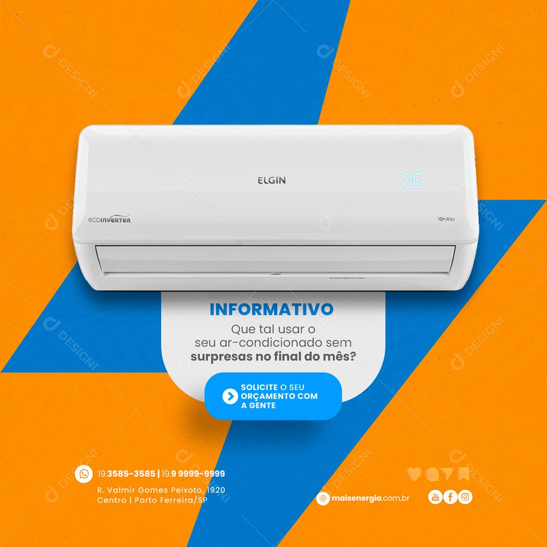 Social Media Informativo que tal usar o Seu Ar Condicionado Energia Solar PSD Editável