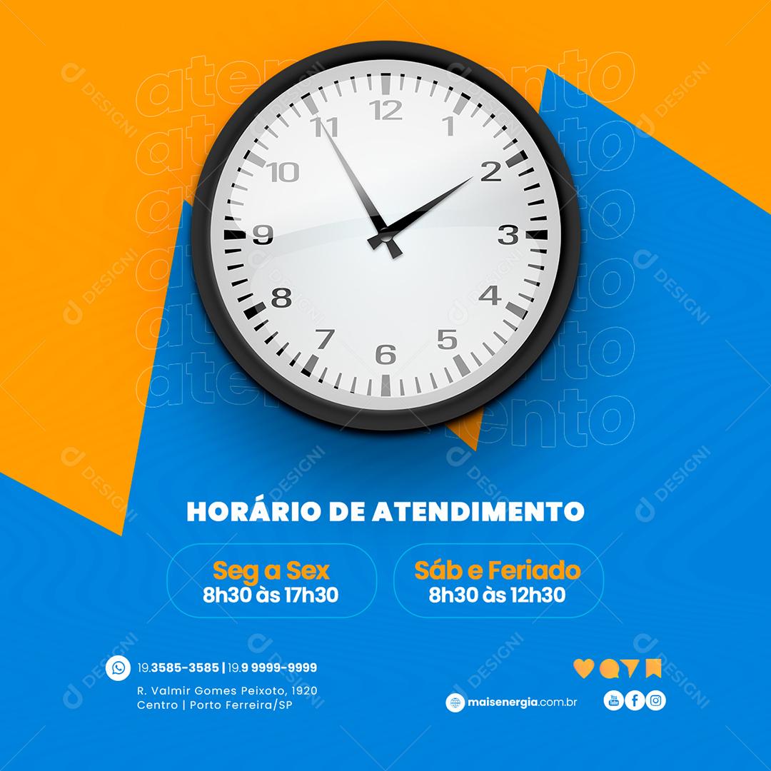 Social Media Horário de Atendimento Energia Solar PSD Editável
