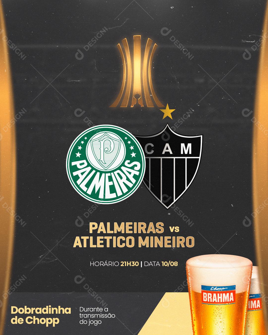 Post Futebol Quartas de Final da Copa Libertadores da América Palmeiras x Atlético MG Social Media PSD Editável