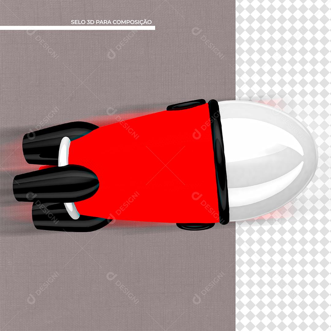 Foguete 3D Vermelho Elemento para Composição PSD