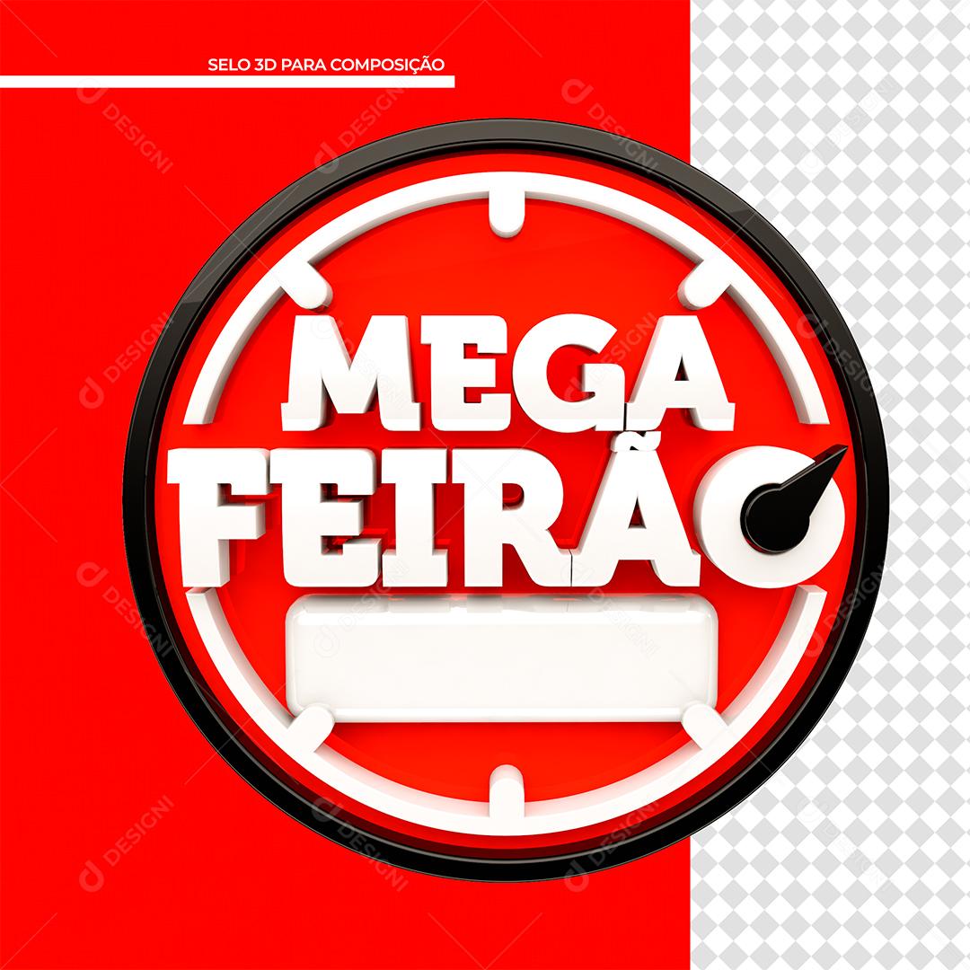 Mega Feirão Selo 3D Vermelho Para Composição PSD