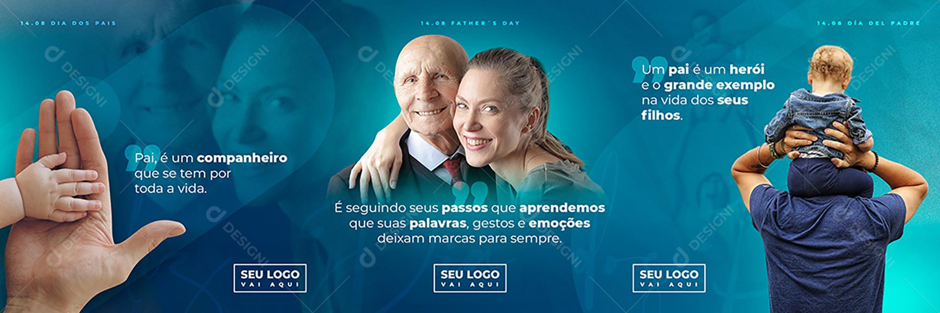 Social Media Pai é companheiro que se tem por toda a Vida Carrossel Dia dos Pais PSD Editável