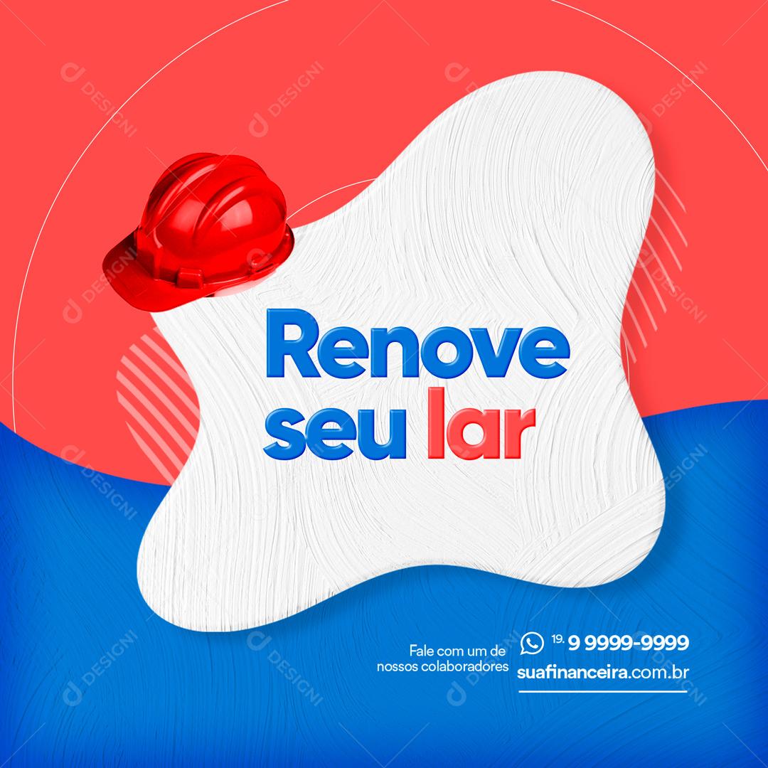 Loja de Tintas Social Renove Seu Lar Media PSD Editável