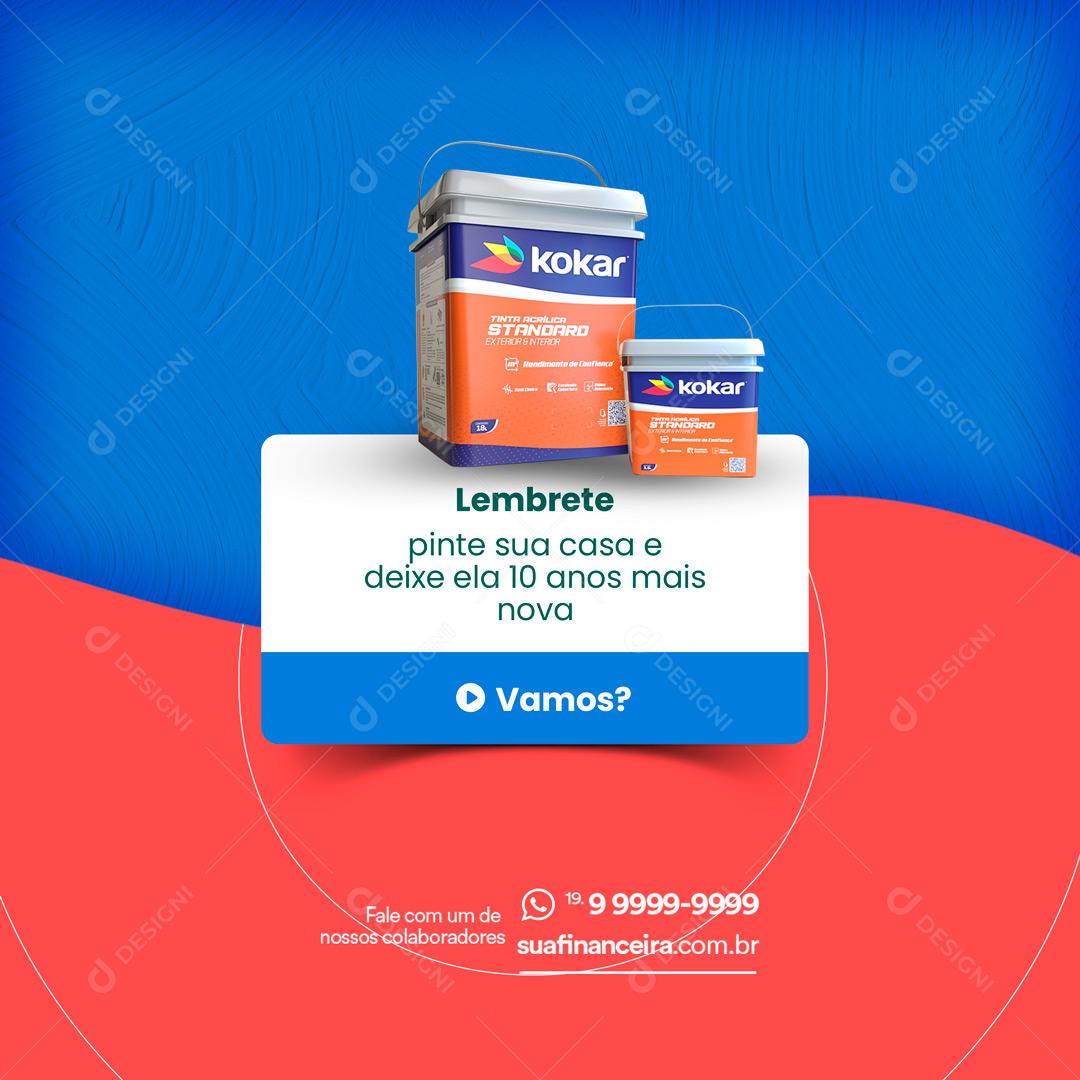 Lembrete Loja de tintas Kokar Social Media PSD Editável