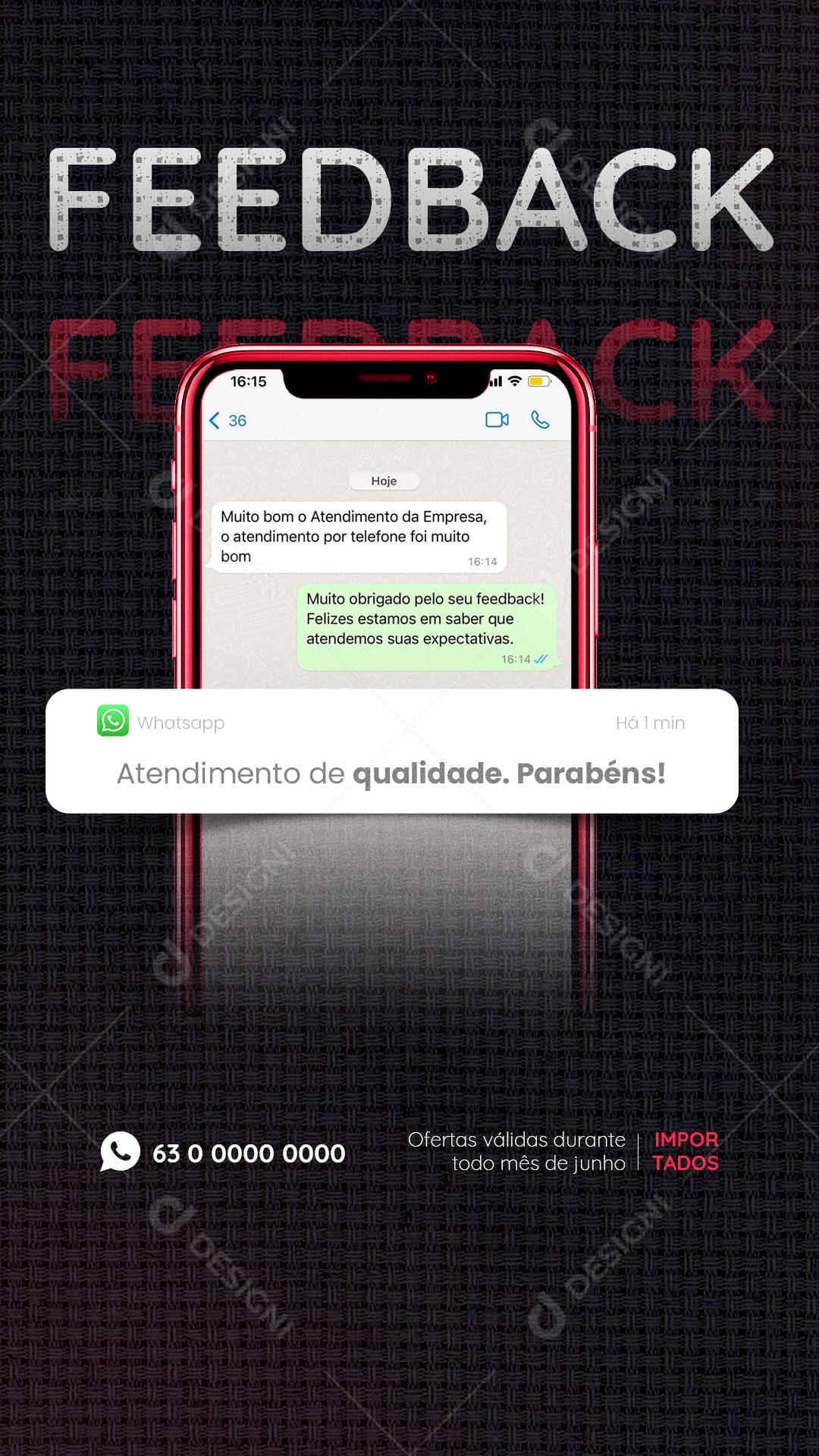 Story Feedback Loja de Importados Atendimento de Qualidade Social Media PSD Editável