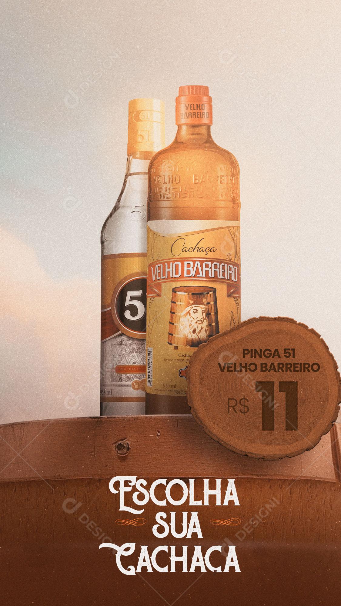 Story Bebidas Pinga 51 Velho Barreiro Social Media PSD Editável