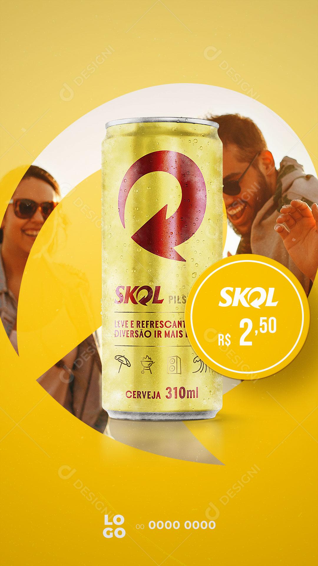 Story Bebidas Cerveja Skol Social Media PSD Editável