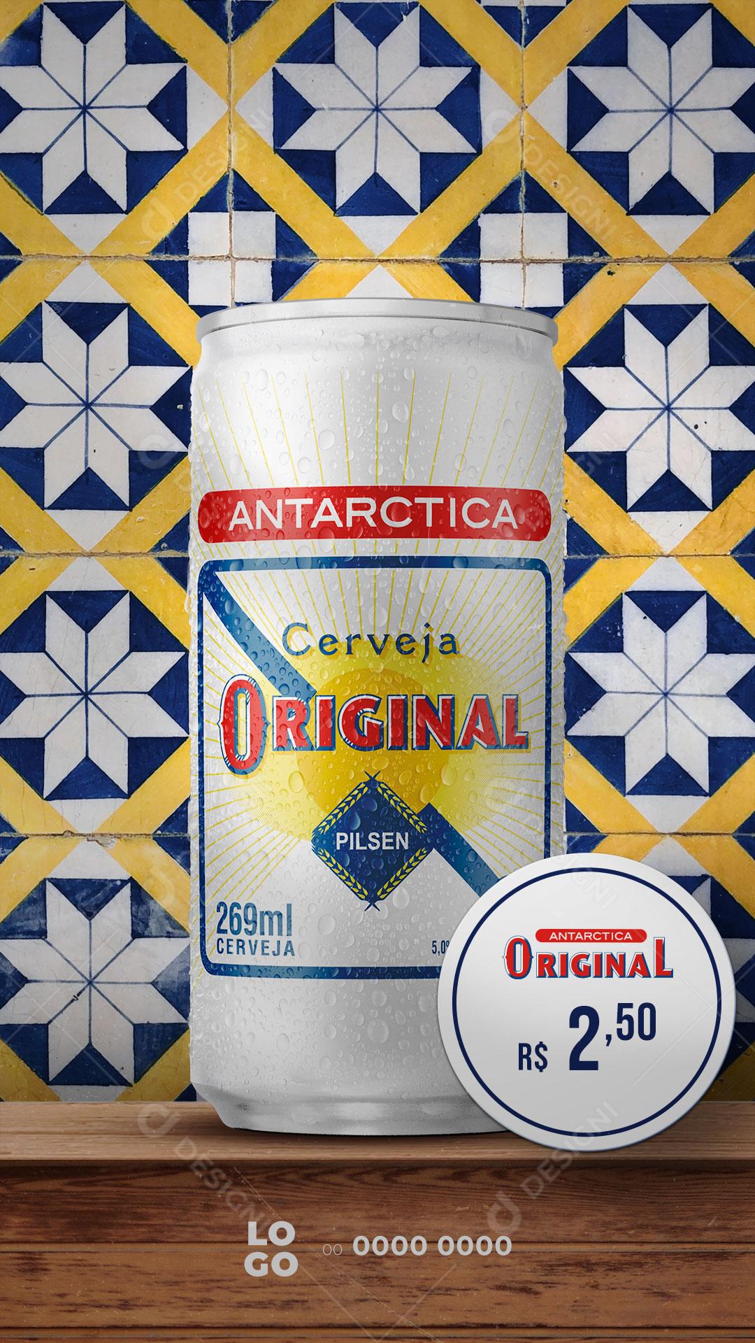 Story Bebidas Cerveja Antarctica Original Social Media PSD Editável