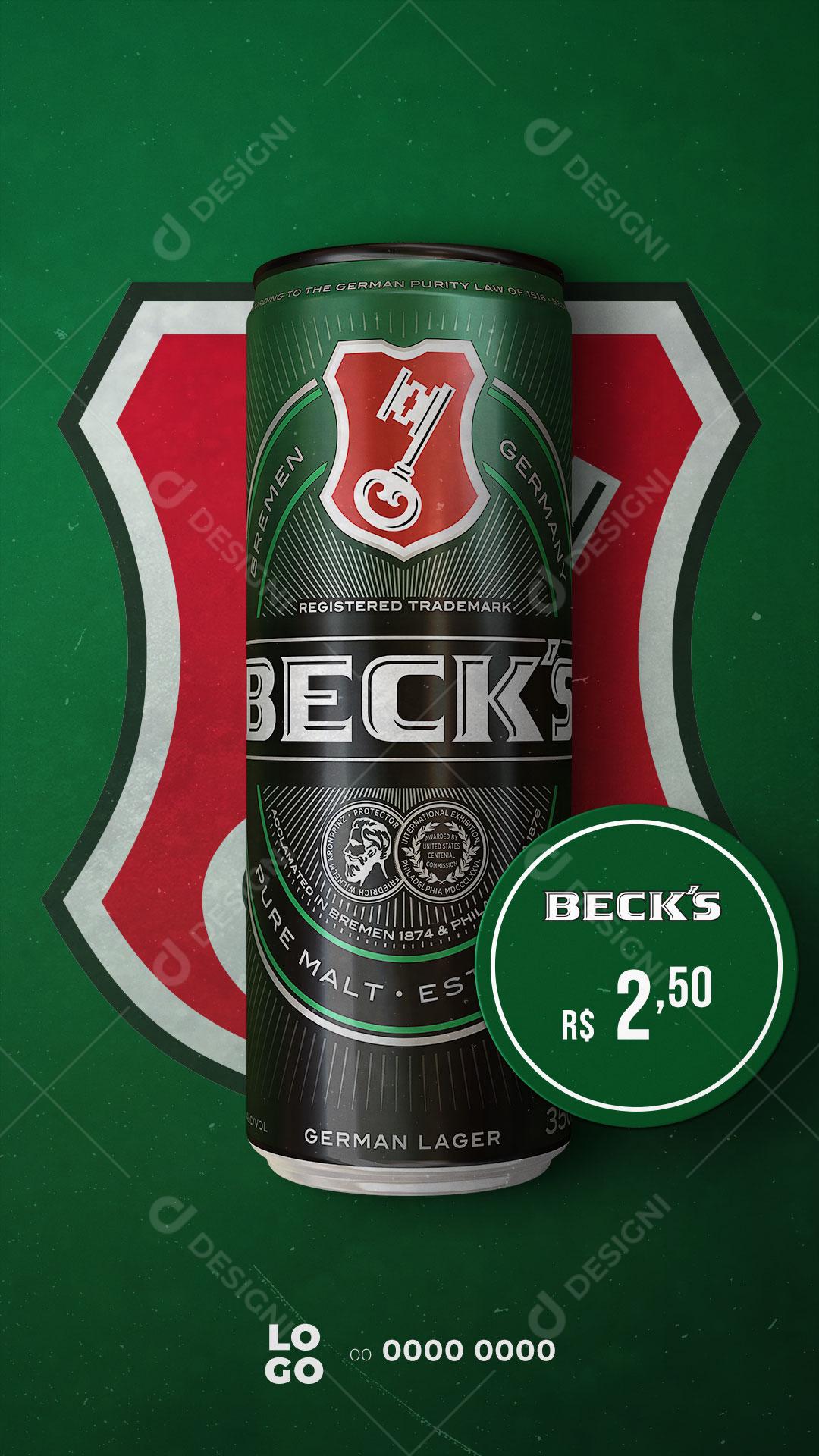 Story Bebidas Cerveja Becks Social Media PSD Editável
