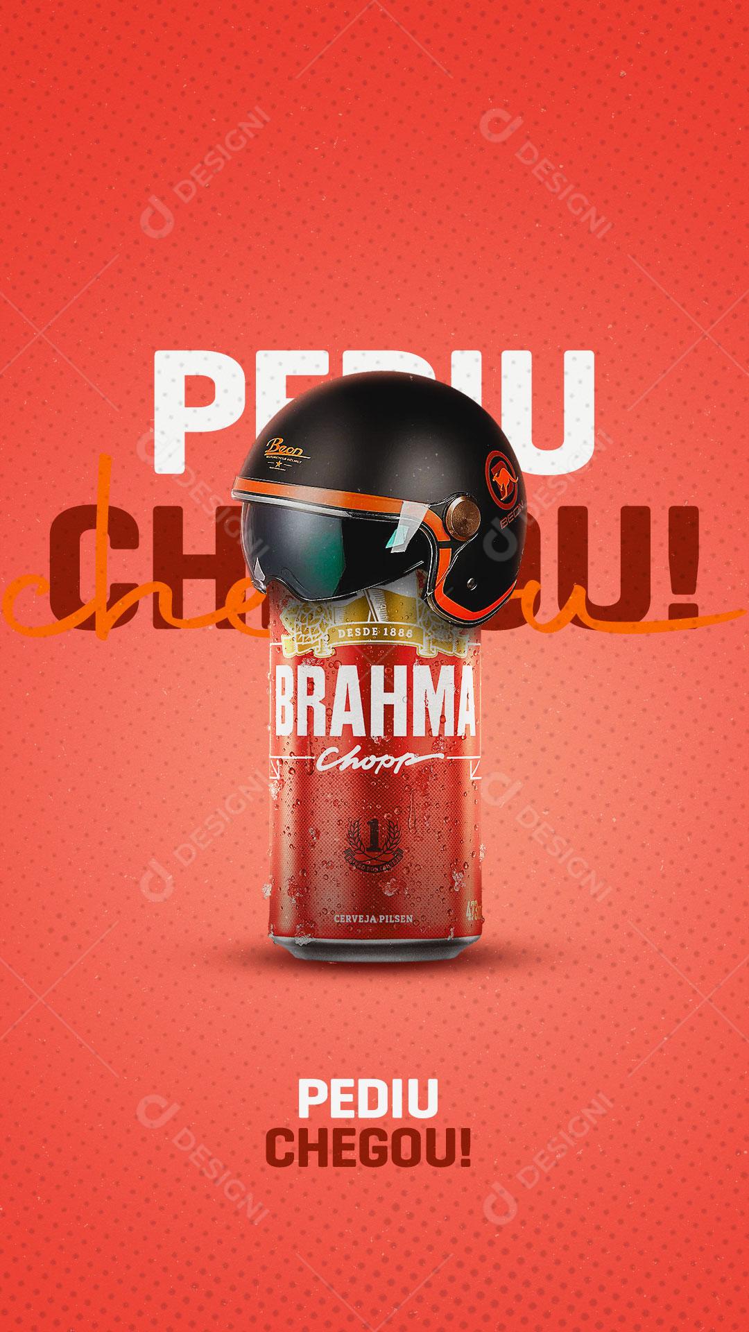 Story Delivery Bebidas Cerveja Gelada Brahma Pediu Chegou Social Media PSD Editável