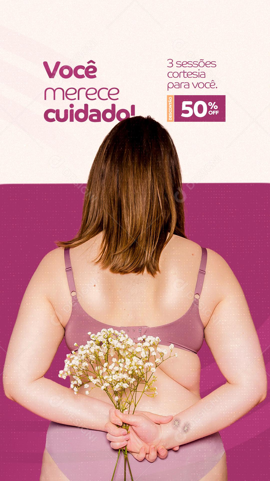 Story Depilação a Laser Você Merece Cuidado Social Media PSD Editável