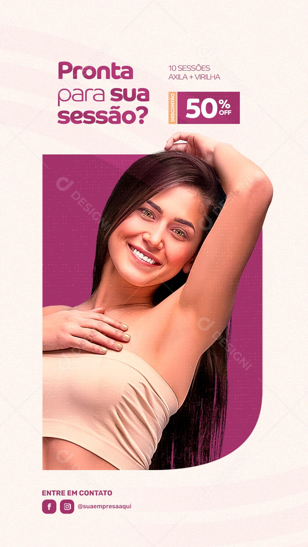 Story Depilação a Laser Pronta Para Sua Primeira Sessão! Social Media PSD Editável