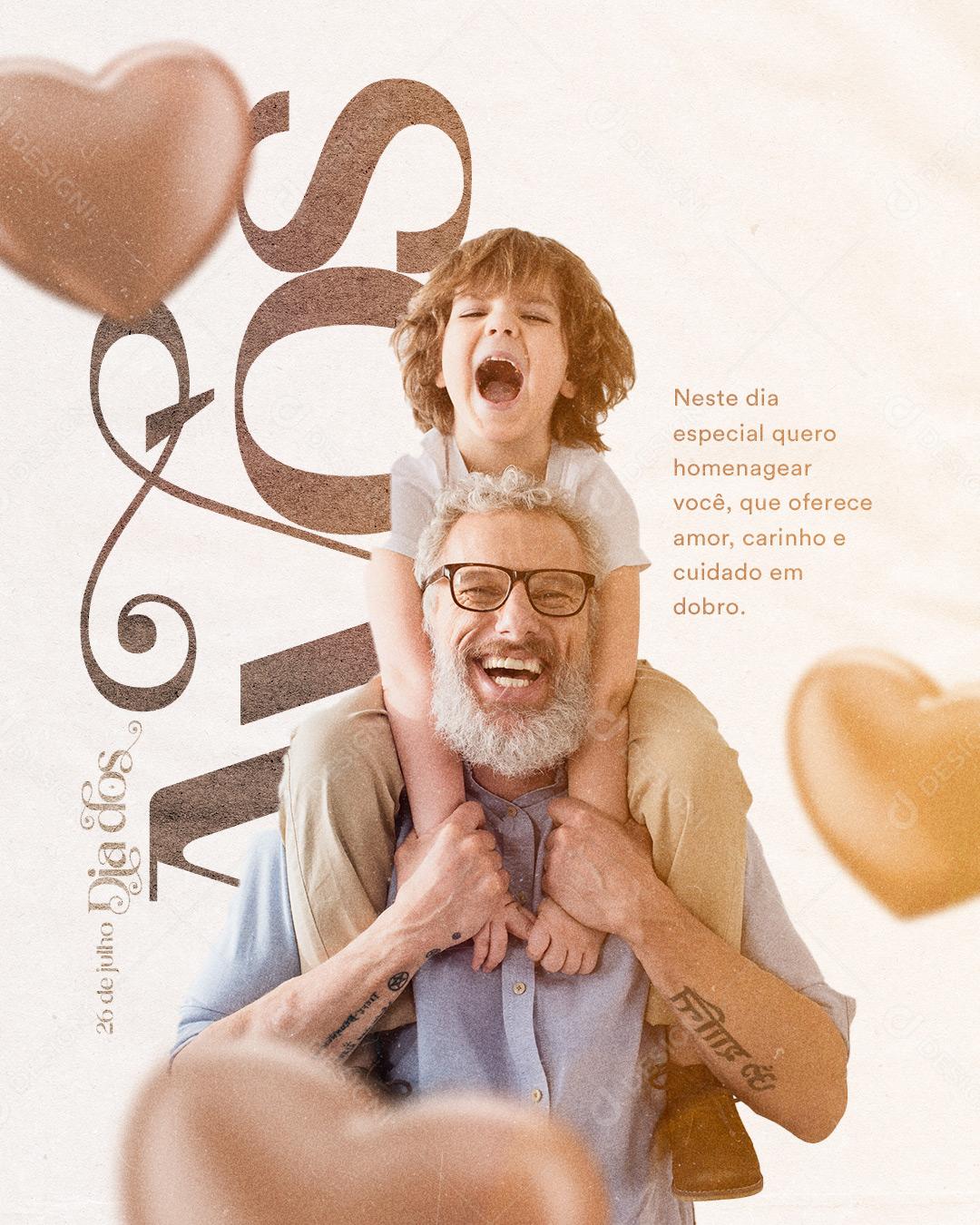Social Media Neste dia especial quero Homenagear você Dia dos Avós 26 de Julho PSD Editável