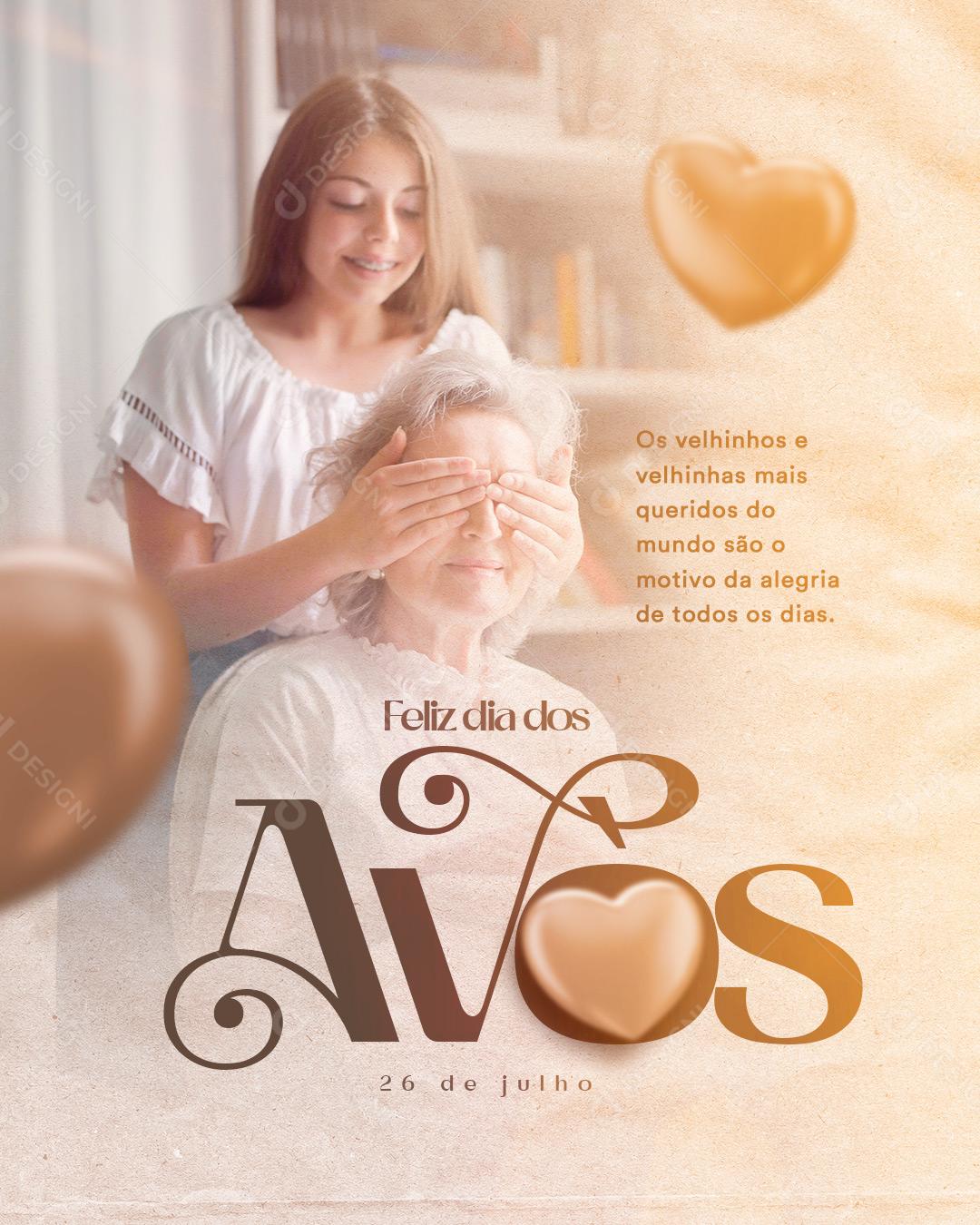 Social Media Os Velhinhos e Velinhas mais Queridos do Mundo Feliz Dia dos Avós PSD Editável