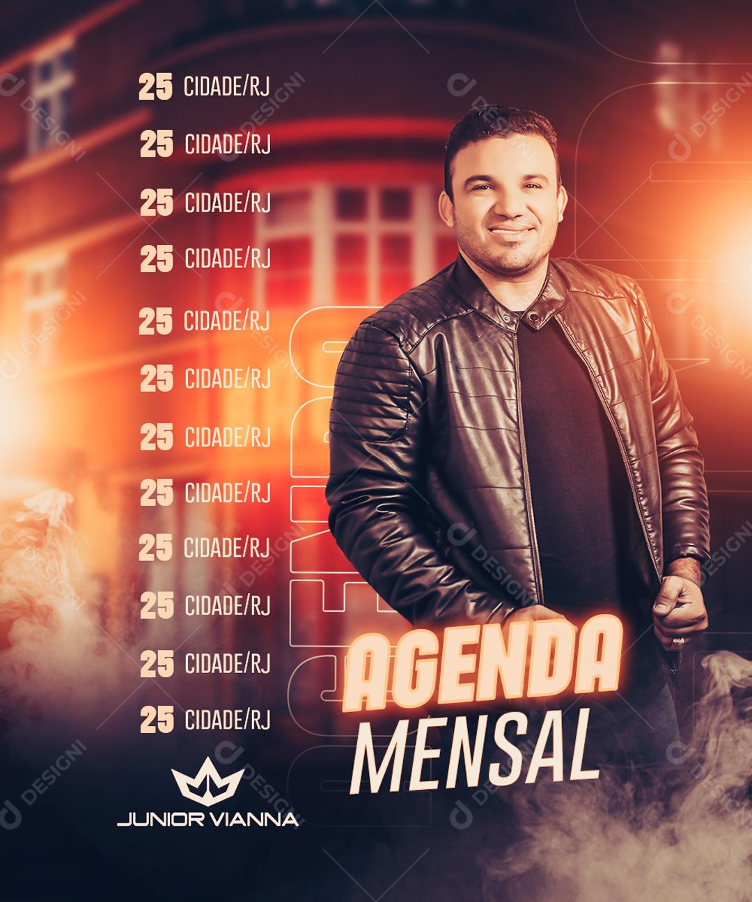 Social Media Story Agenda Mensal Junior Vianna Flyer PSD Editável