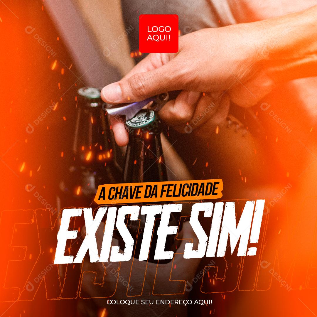 Social Media Distribuidora Cerveja Chave da Felicidade PSD Editável