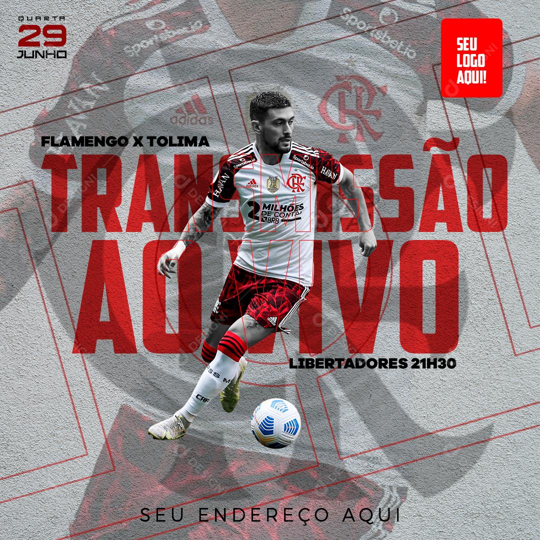 Social Media Dia da partida Time Flamengo Jogo Ao Vivo PSD Editável