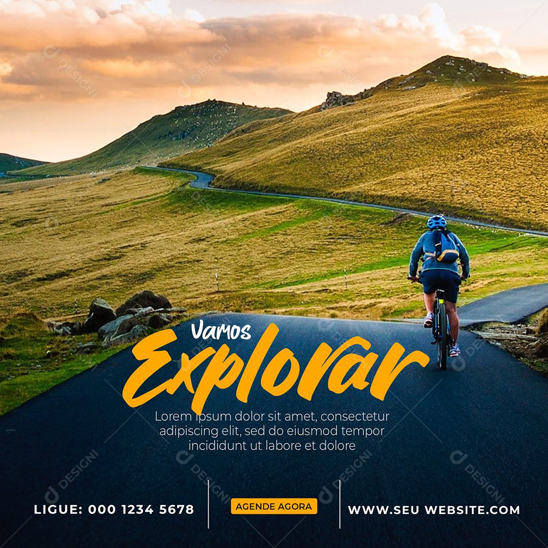 Social Media Vamos Explorar Viagem PSD Editável