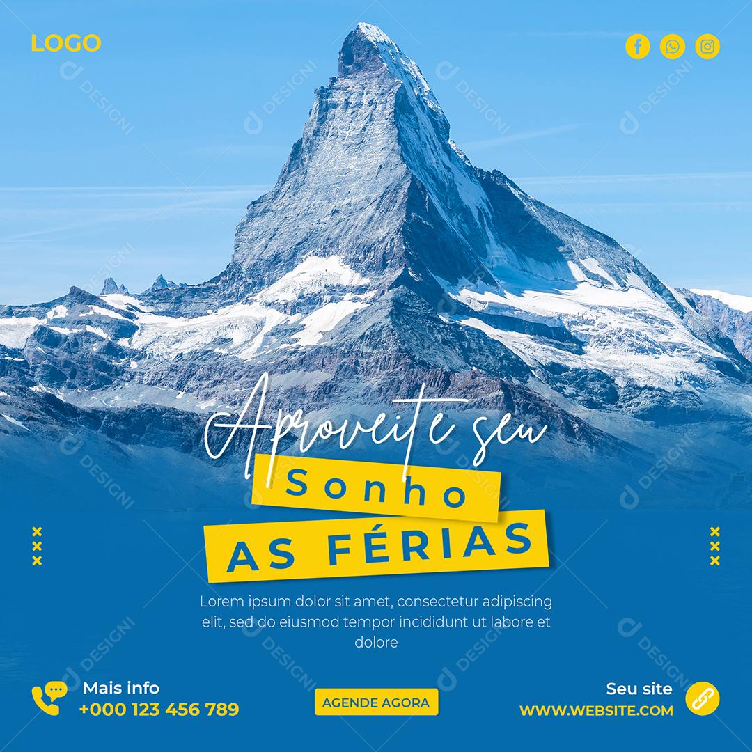 Social Media Aproveite seu Sonho as Férias Viagem PSD Editável