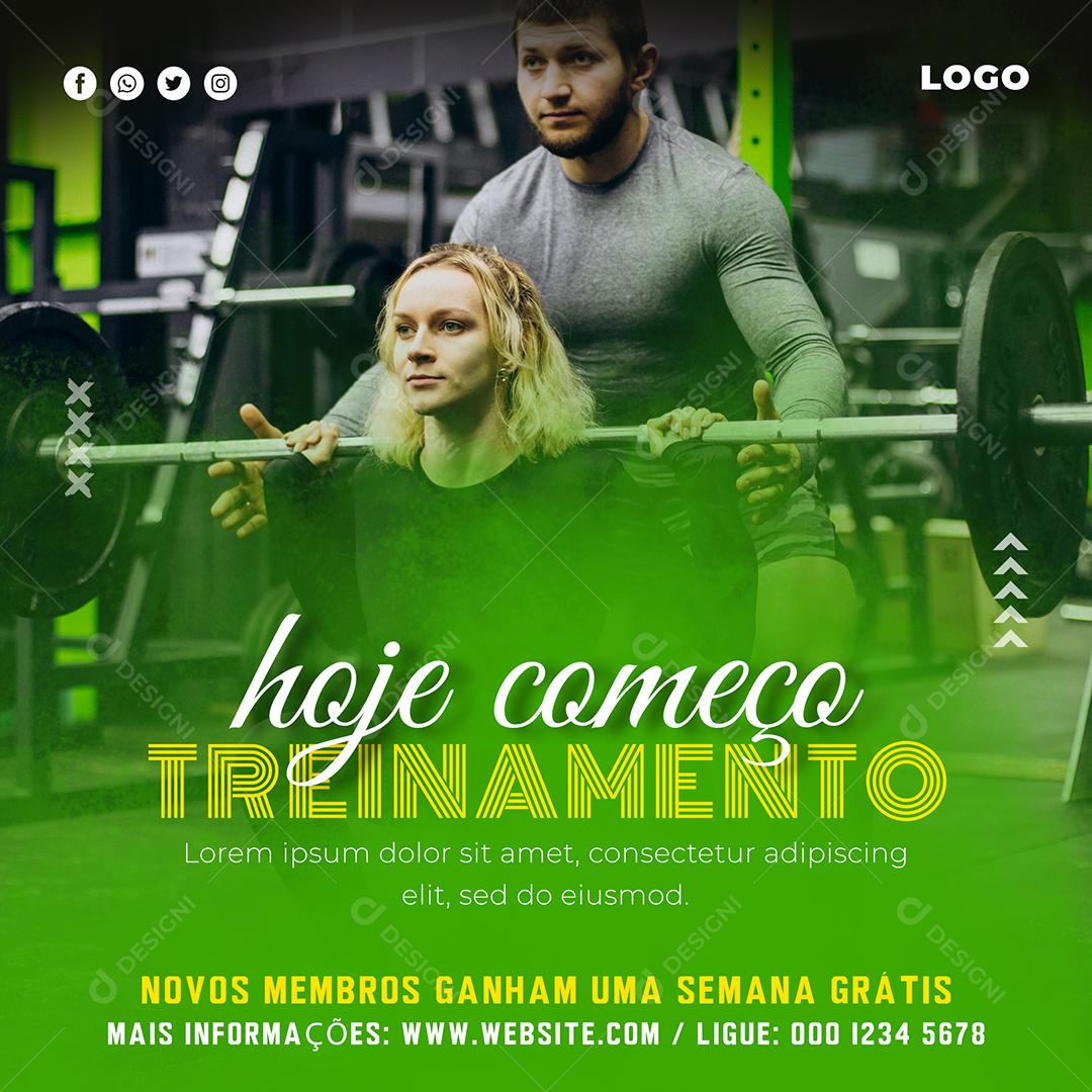 Social Media Hoje começo Treinamento Academia PSD Editável