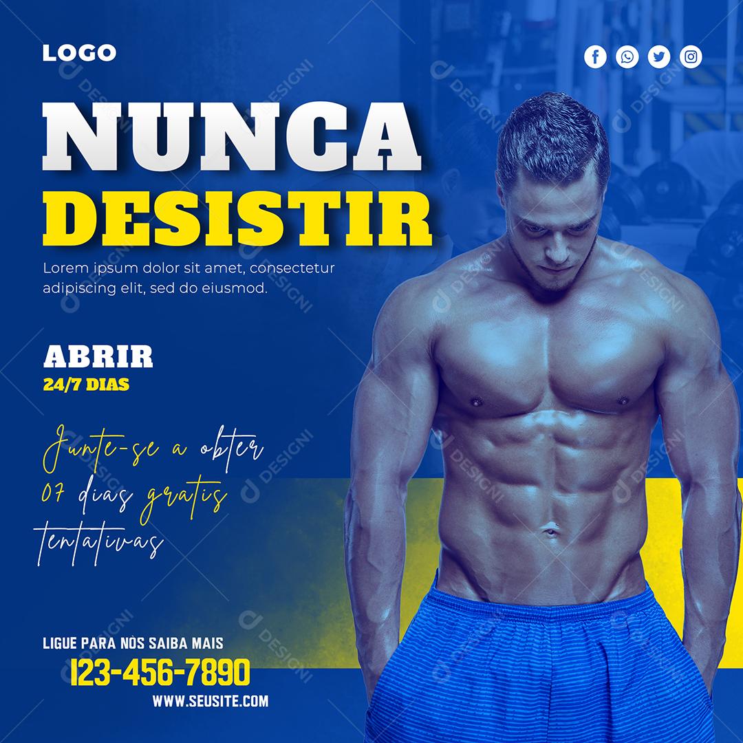 Social Media Junte se a Obter 7 Dias Grátis Nunca Desistir Academia PSD Editável