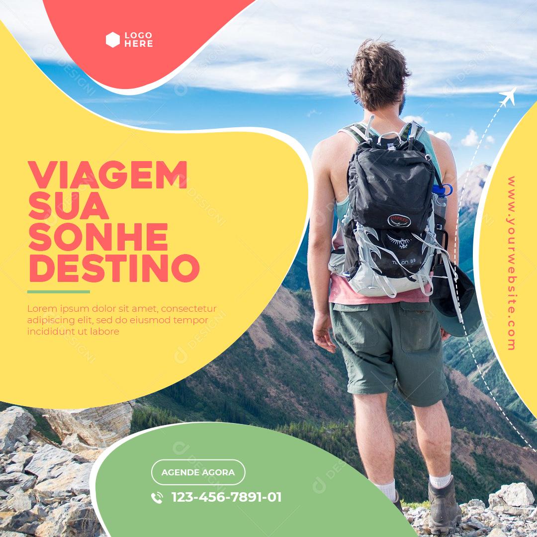 Social Media Sua Viagem sonhe Destino PSD Editável