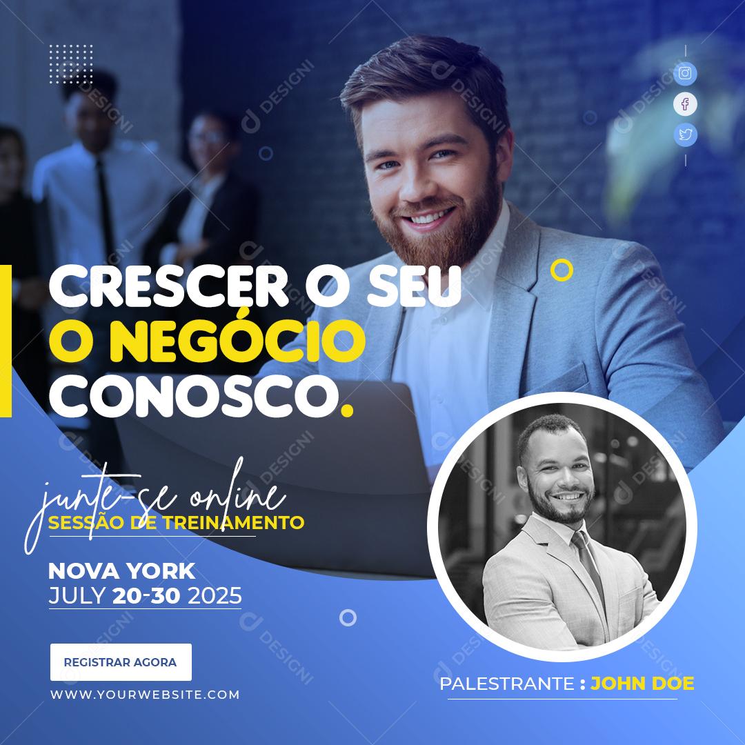 Social Media Crescer o seu Negócio conosco Marketing PSD Editável