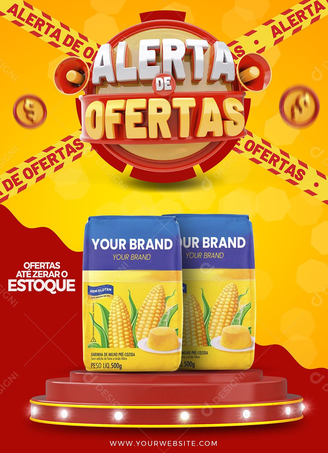 Alerta de Ofertas Aqui você economizar muito mais Supermercados Social Media PSD Editável