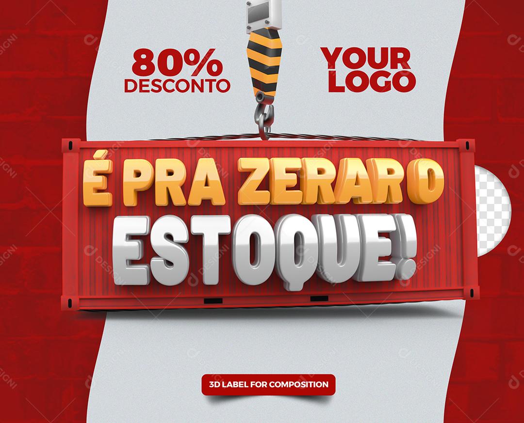 Selo 3D Saldão de Estoque Branco e Laranjado para Composição PSD