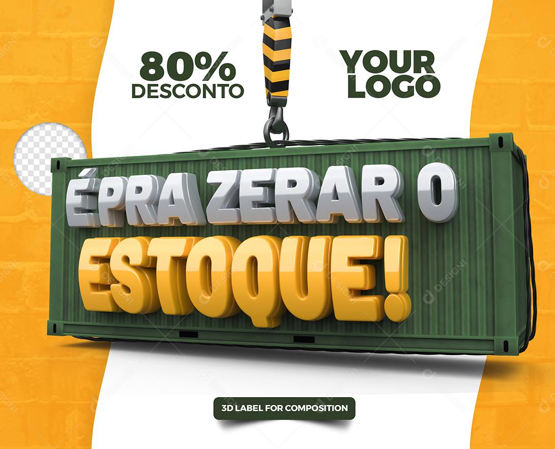 Selo 3D Saldão de Estoque Branco e Laranjado para Composição PSD