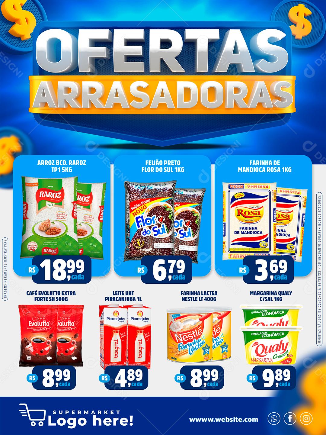 Social Media Encarte Ofertas Arrasadoras Supermercado PSD Editável