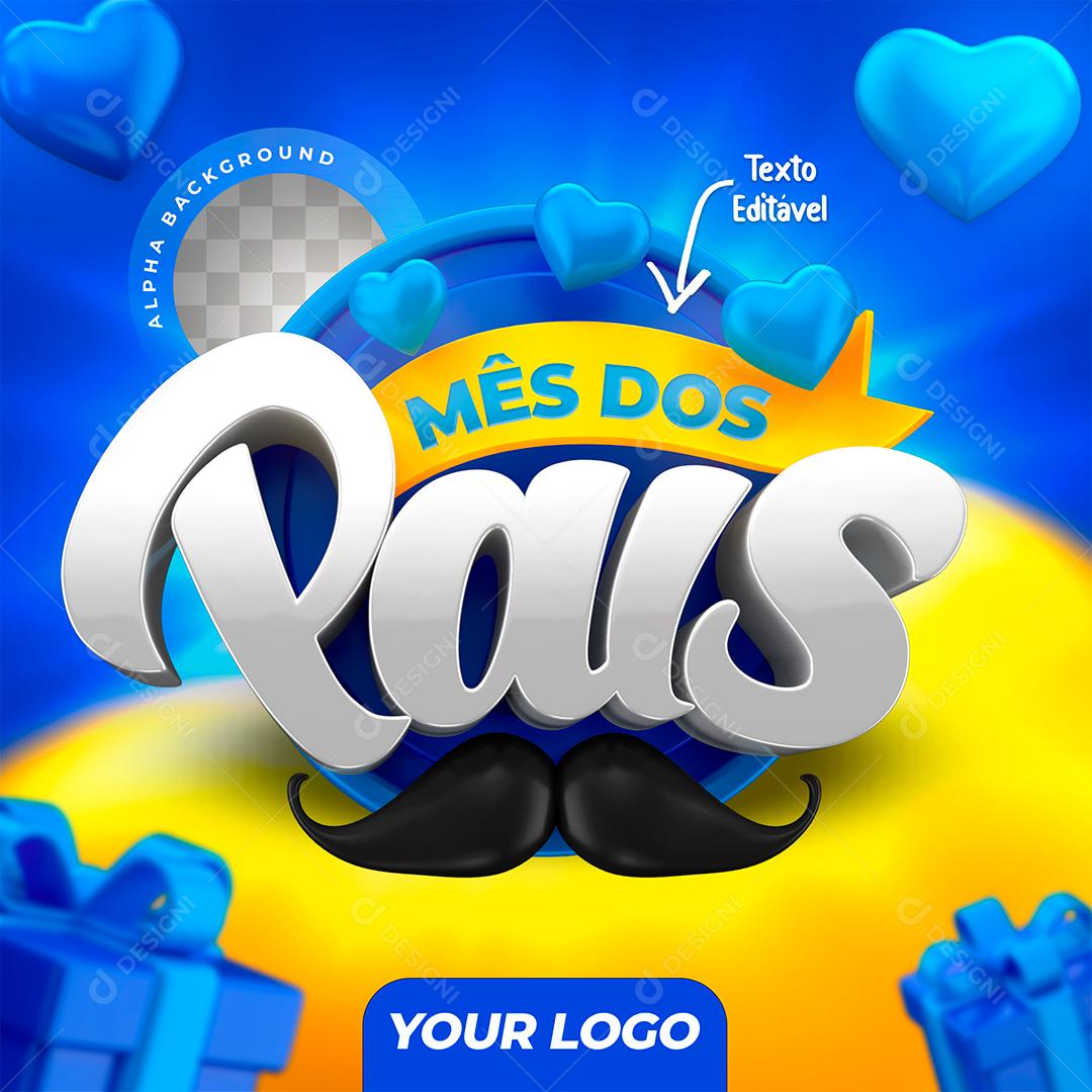 Mês dos Pais Selo 3D para Composição PSD