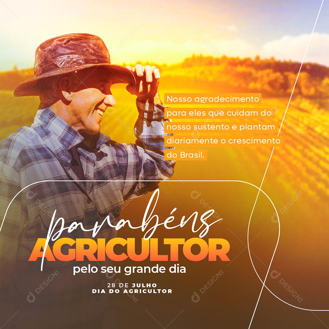 Social Media Nosso agradecimento para eles que Cuidam Parabéns Dia do Agricultor PSD Editável