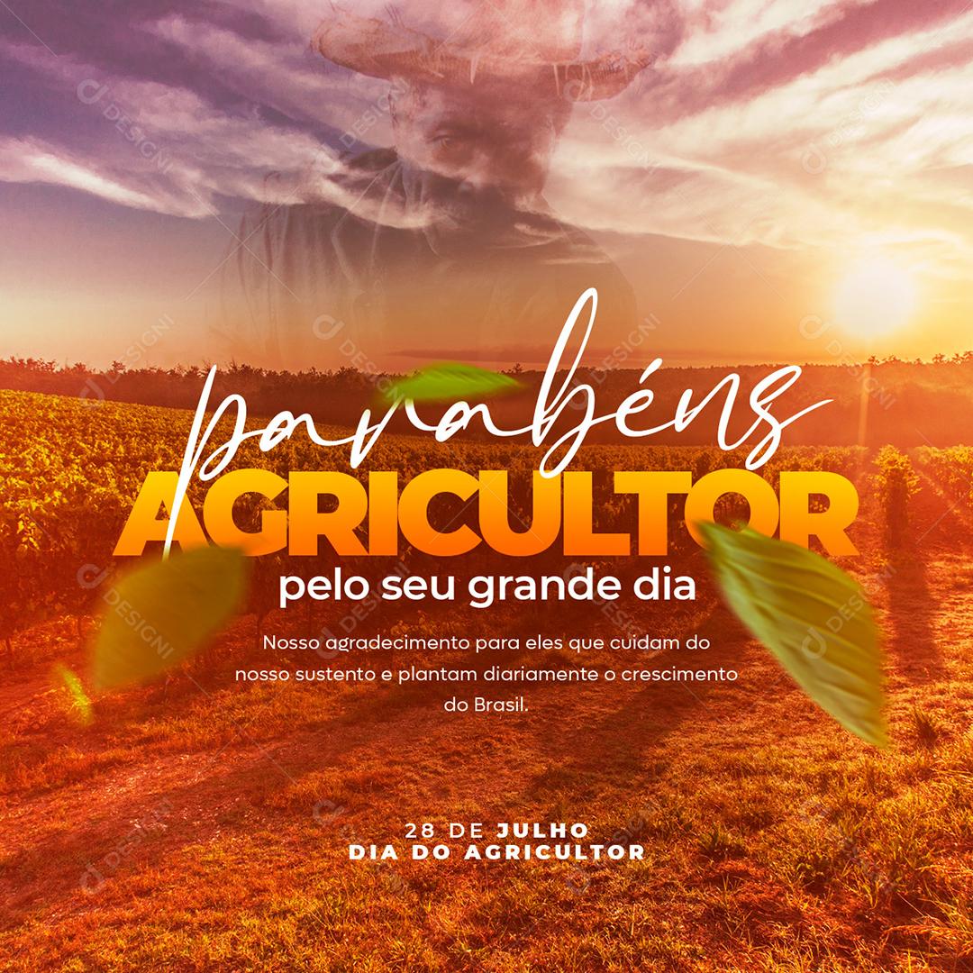 Social Media Parabéns pelo seu Grande dia nosso Agradecimento Dia do Agricultor PSD Editável