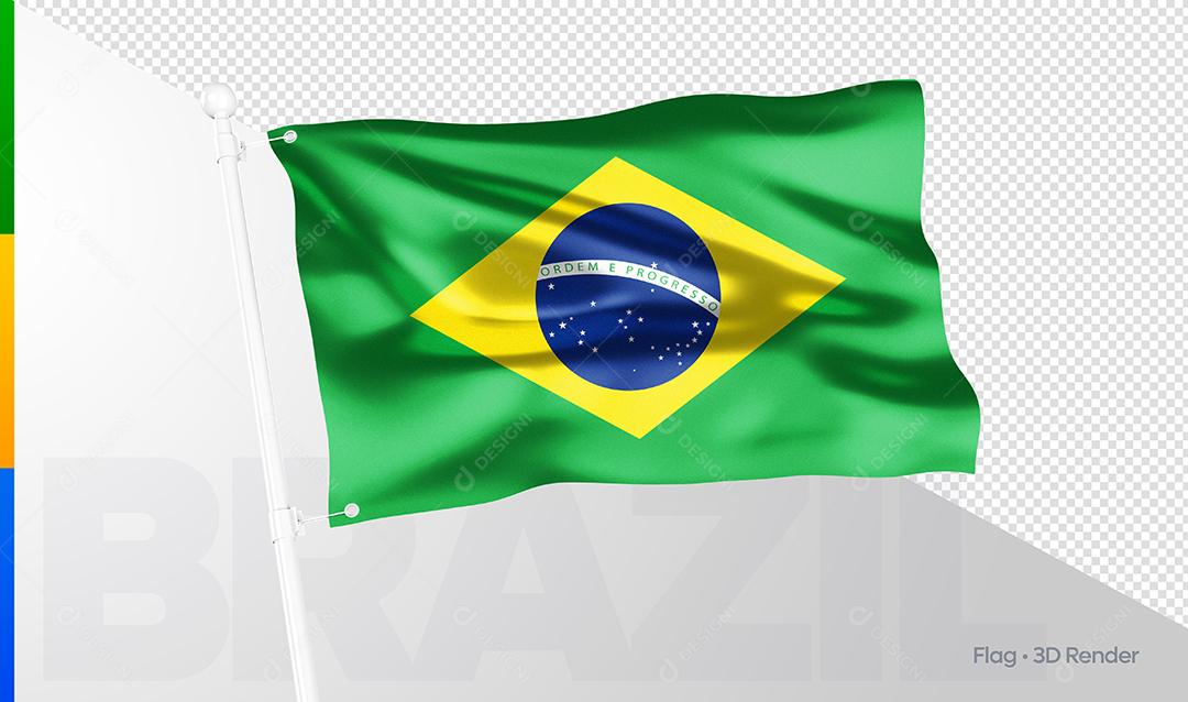 Bandeira Do Brasil Elemento 3D Para Composição PSD