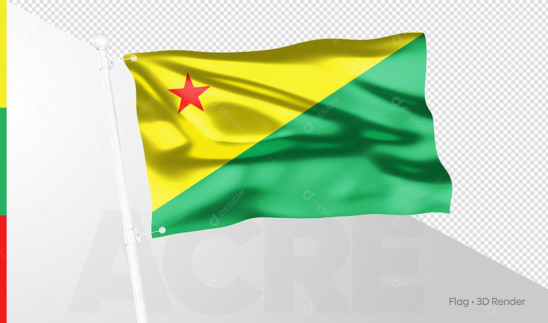 Bandeira Estado Brasileiro Acre Elemento 3D PSD