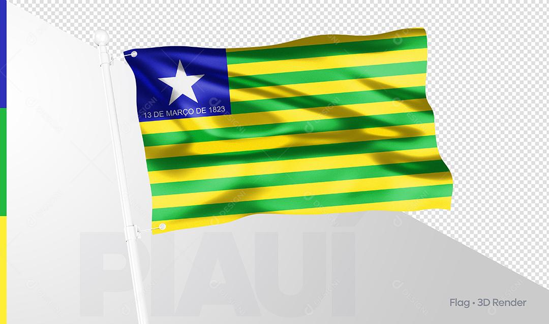 Bandeira Estado Brasileiro Piauí Elemento 3D PSD