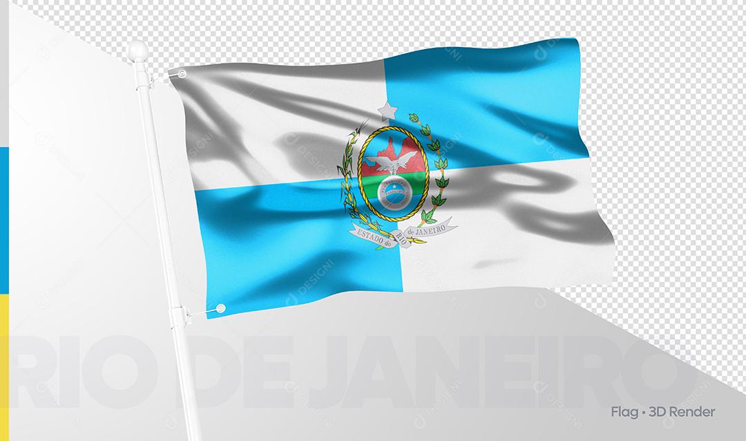 Bandeira Estado Brasileiro Rio de Janeiro Elemento 3D PSD