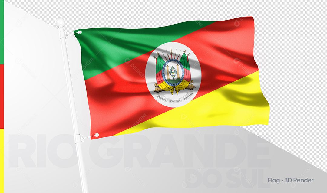Bandeira Estado Brasileiro Rio Grande Elemento 3D PSD
