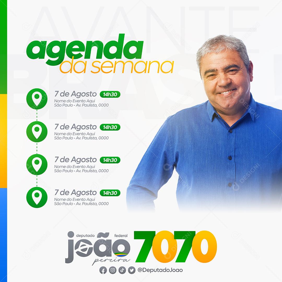 Social Media Politica Eleições 2022 Agenda Semanal PSD Editável